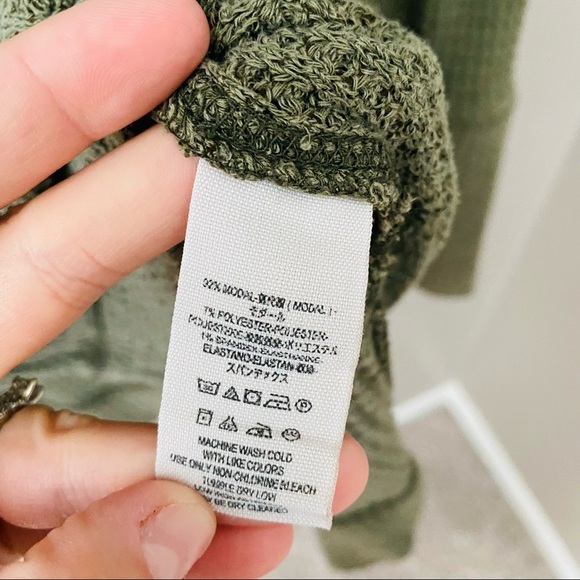 Free People Waffle Knit Split Hem Tunic Top Green Sz Medium - Picture 7 of 8